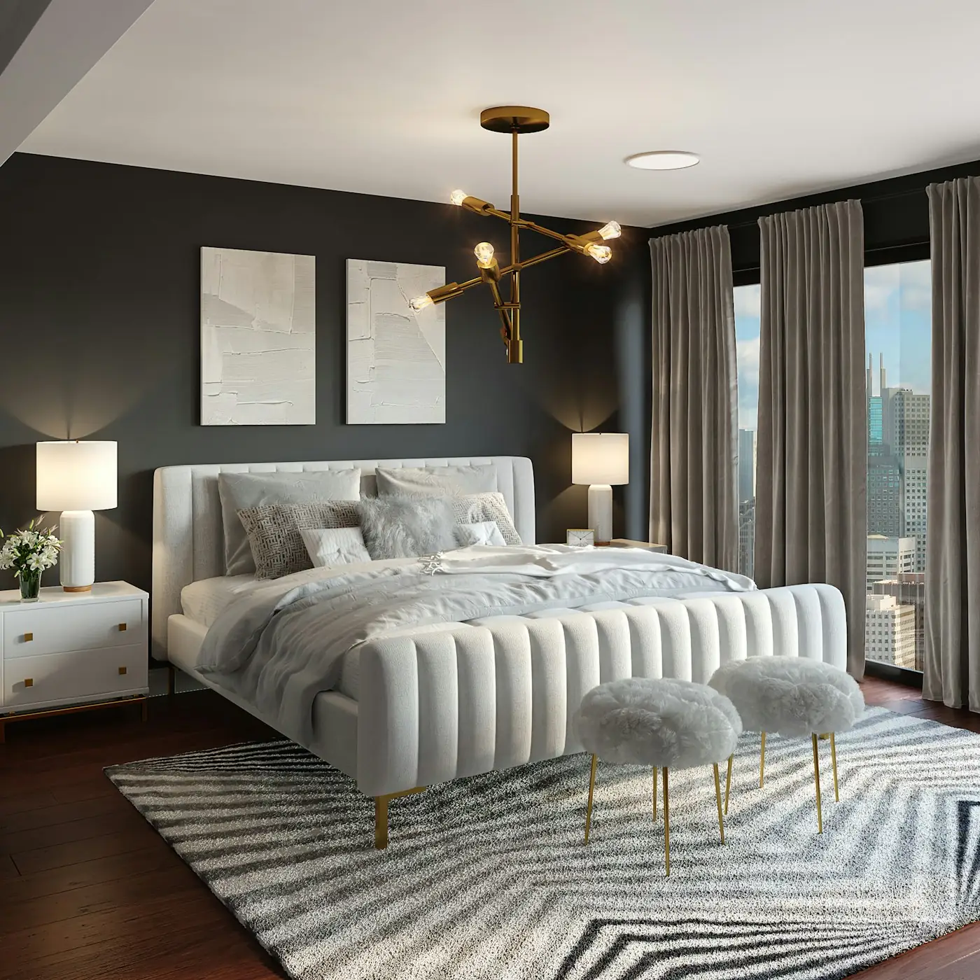Layered bedroom textiles